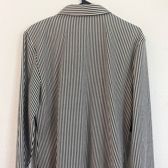 VINTAGE 80’s F Stop Cotton Green Striped Blazer - Picture 7 of 9